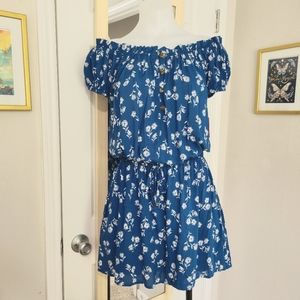 kate spade Daisy Romper Convertible Off Shoulder Macaw Blue S NWT Floral Stretch
